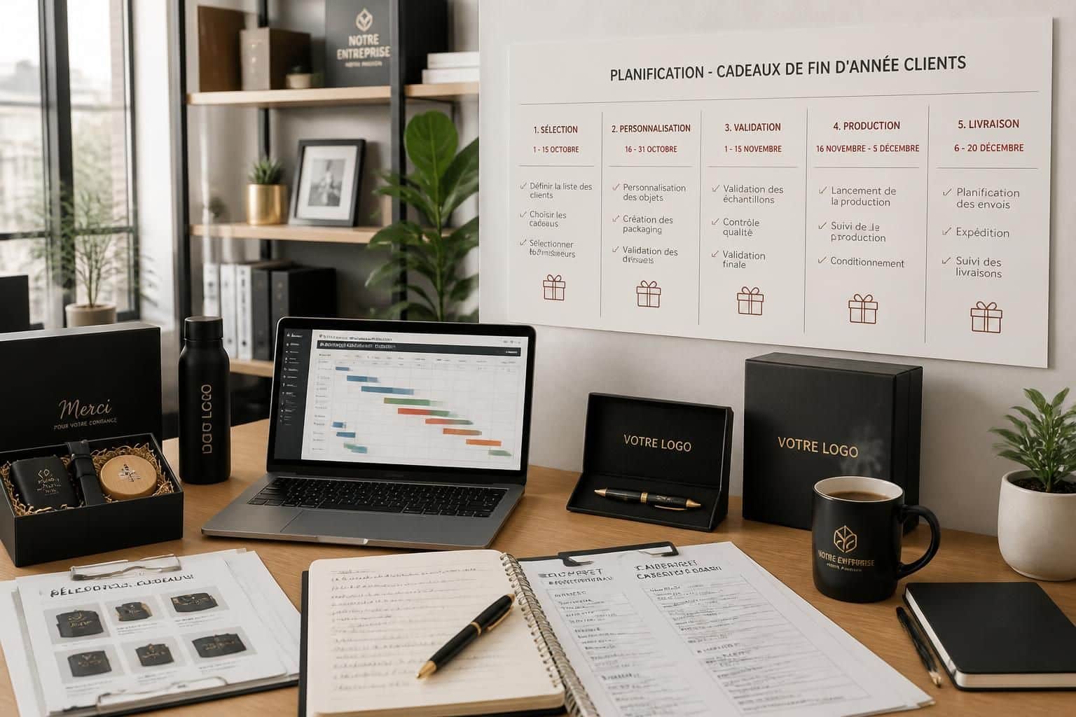 découvrez le rétroplanning idéal pour organiser vos cadeaux de fin d'année clients et garantir leur satisfaction grâce à une planification efficace et anticipée.