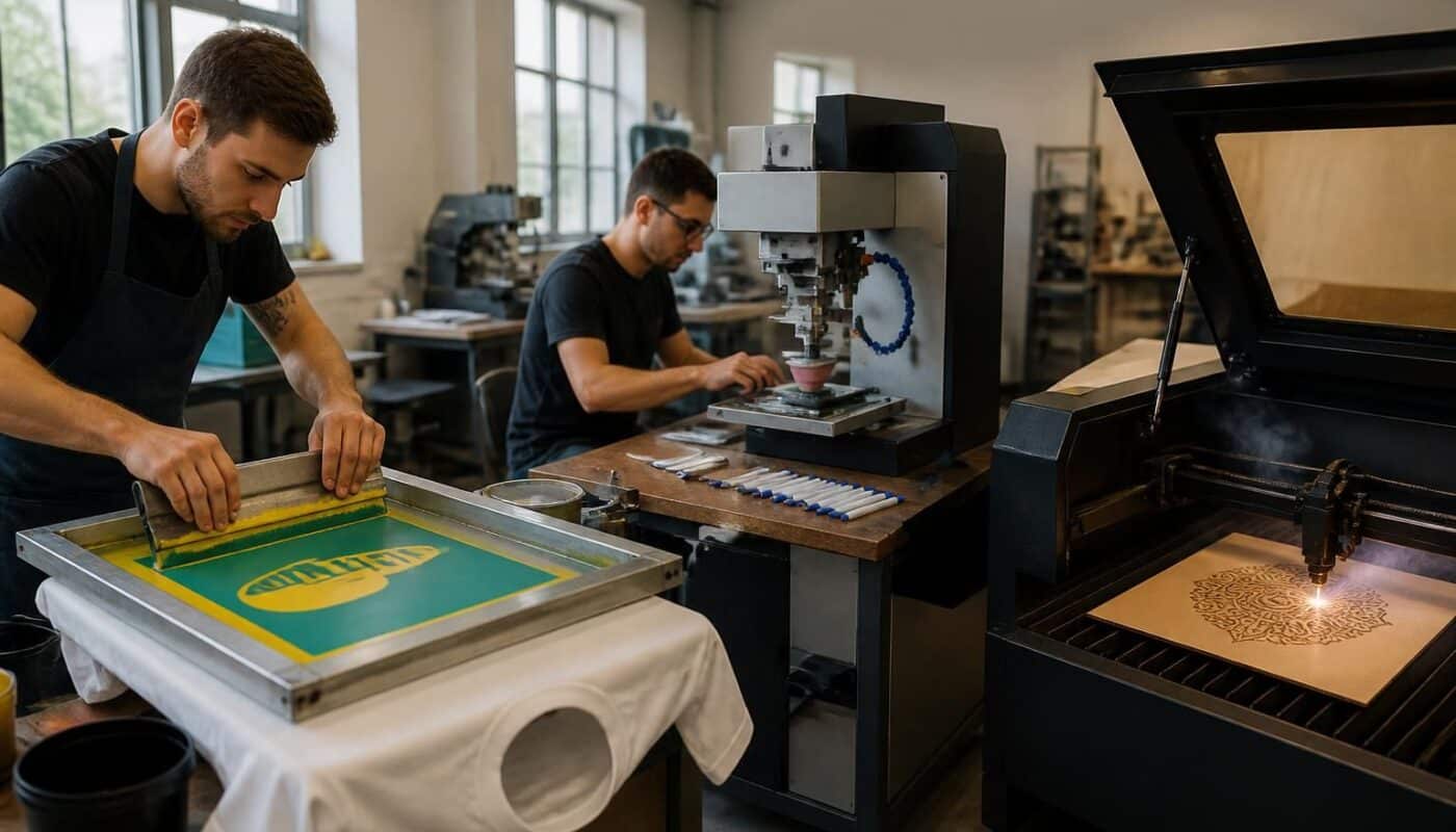 découvrez comment choisir entre la sérigraphie, la tampographie et la gravure laser pour vos projets d'impression et de marquage, en fonction de vos besoins et matériaux.