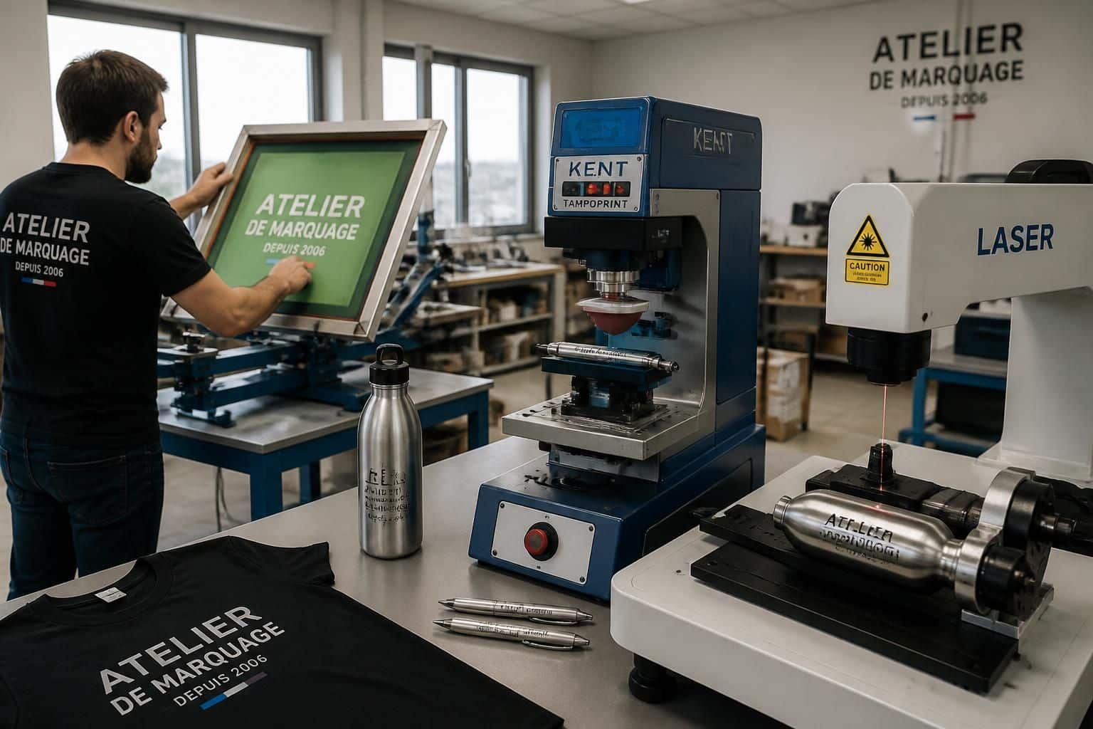découvrez les différences entre sérigraphie, tampographie et gravure laser pour choisir la technique d'impression la mieux adaptée à vos besoins.